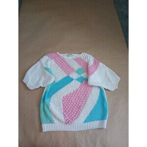 Vintage Pykettes Knit Sweater Size L Top Short Sleeve Nautical